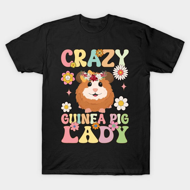 Crazy Guinea Pig Lady Groovy Guinea Pig T-Shirt by Alex21